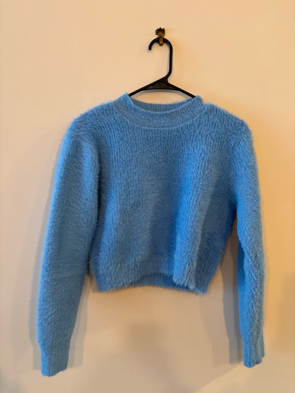 Cozy Sky Blue Fuzzy Crewneck Sweater
